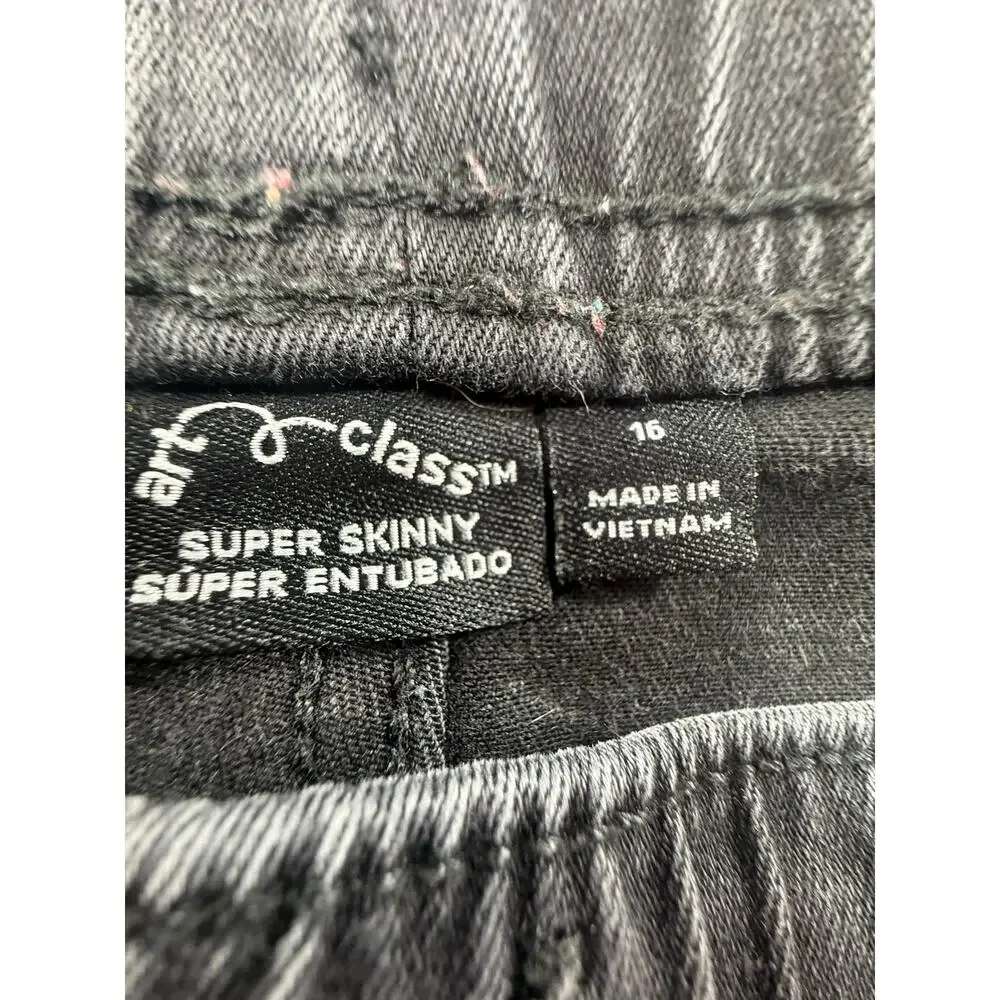 Art Class Girls Size 16 Super Skinny Moto Jeans Black Stretch Pull On